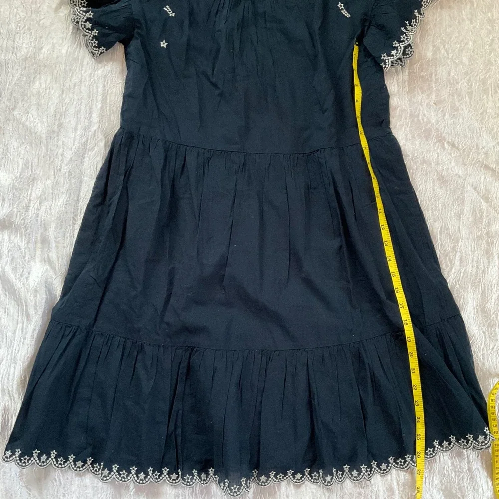 New Crewcuts J Crew Girls‎ Navy Blue Star Embroidered Tiered Dress S 14 Nautical